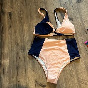 Blue and pink bikini